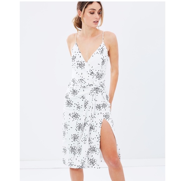 NWT C/MEO COLLECTIVE INTERRUPT White DRESS in polka dot confetti print size M - Picture 2 of 16